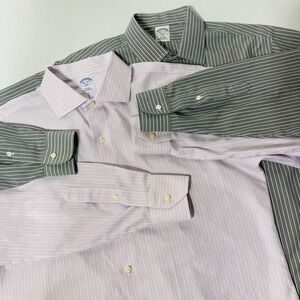 Lot of 2 Brooks‎ Brothers 346 Shirts Men's 16 1/2 - 6/7  Gray Pink Striped